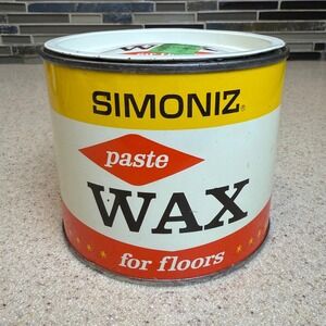 Vintage Simoniz Paste Floor Wax Tin Used 14.7oz Advertising Prop Chicago IL